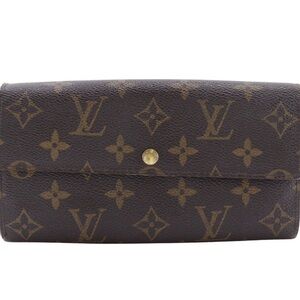 Louis Vuitton Portefeuille Wallet Sarah long Monogram canvas Brown Snap closure